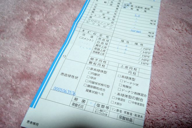 尿検査の結果表