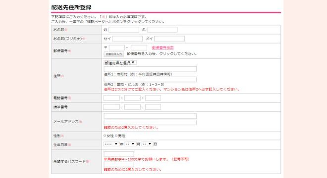 お客様情報入力