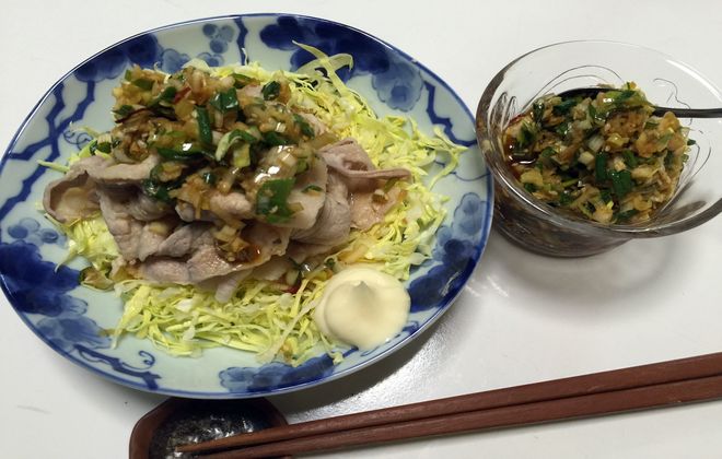ゆで豚のネギダレがけ